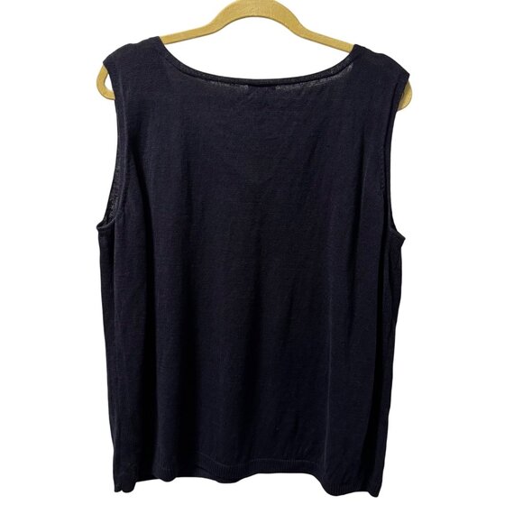Talbots Womens Petite Linen Sleeveless Top 3XP Navy Blue vest - Picture 8 of 11